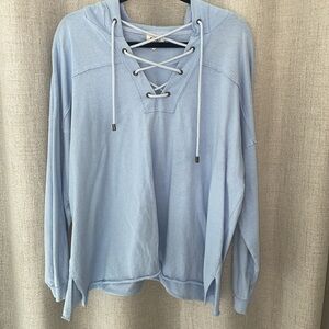 Bibi Blue Lace-Up Hoodie. Size M